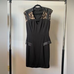 Bebe Women's Black and Cream Lace Dress